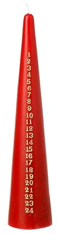 Heaven Sends Candela dell'Avvento rossa, 25 cm, candela natalizia con numeri dorati, 10 ore di combustione