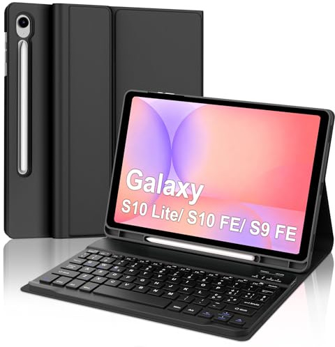Zoo_huuie Custodia con Tastiera Samsung Galaxy Tab S10 Lite, Cover con Tastiera per Samsung Galaxy Tab S10 Lite S9 FE/ S10 FE 10.9 Bluetooth Keyboard Italiano QWERTY, Nero