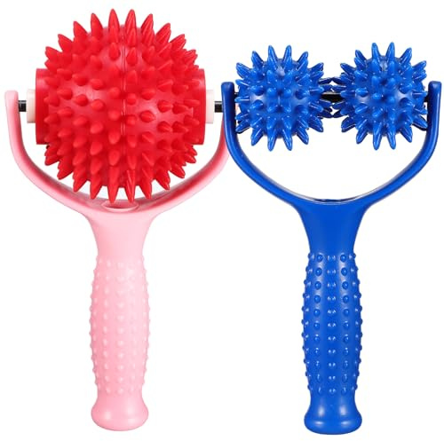 Ciieeo 2 Stück Massage Roller mit Ergonomischem Griff PVC Handmassagegerät für Rücken Nacken und Muskulatur Leichtes Körpermassagegerät Zur Muskelentspannung