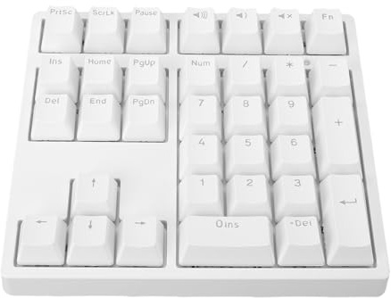 ASHATA Nummerplatta, Mekanisk USB-trådbunden Numerisk Tangentbord med RGB LED-bakgrundsbelyst, 34 Tangenter Numpad-tangentbord med PBT-tangentbord Blå Strömbrytare för Bärbar Stationär (WHITE)