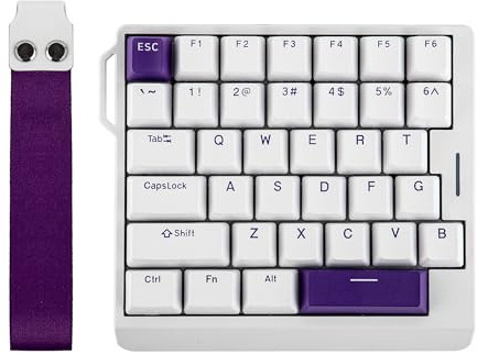 EPOMAKER HE30 Teclado de Una Mano con Efecto Hall, Sondeo de 8000 & 0,125 ms, SOCD & Snap Key, Disparo Ajustable, Teclas PBT, RGB, Software Personalizado, Teclado Gaming con Cable para PC/Mac (Blanco)