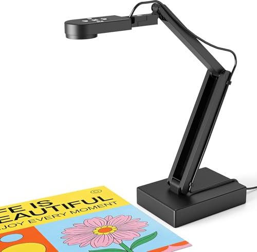 Gawervan Visualiser for Teaching: 12MP Document Camera & 4K Webcam with Manual Zoom, Auto Focus, Built-in Mic, LED Light, For Mac/Windows/Chromebook, Zoom/OBS | for A3, Distance Learning, Online Art
