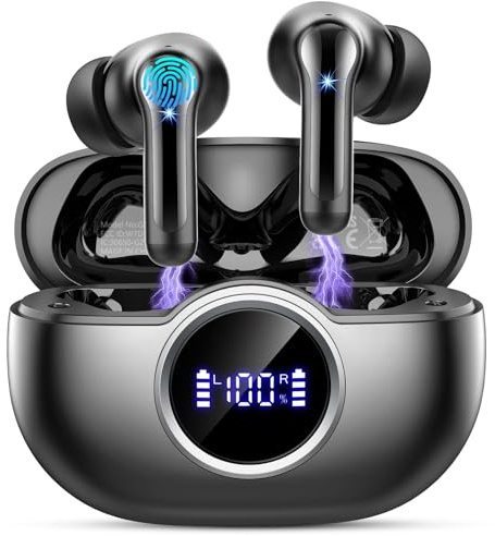 Rinsmola Wireless Earbuds, 6D Stereo Bluetooth 5.4 Headphones in Ear with 4 ENC Ear Buds, 2026 New Wireless Headphones Noise Cancelling Mic
