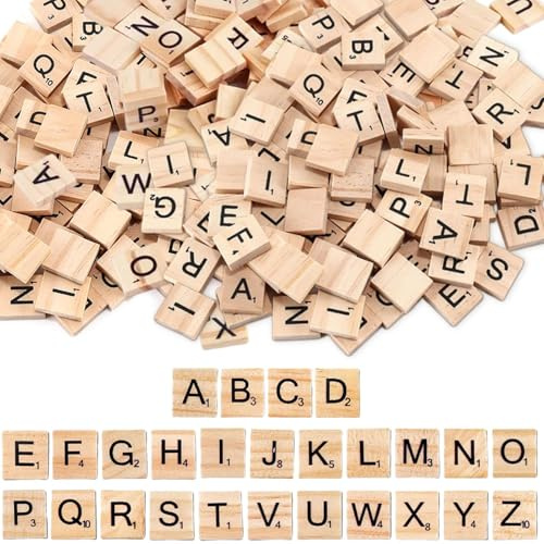 ZHOUSTOU 400 Stück Holzbuchstaben Klein zum Basteln Buchstaben Holz Alphabet A bis Z Puzzle zum Spielen Buchstaben Fliesen mit Zahlenwerten für Kindererziehung DIY Kunsthandwerk