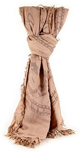 azzesso – Damentuch Marilyn in Altrosa/Vintage Schal vom italienischen Mode Profi/rechteckiges Halstuch mit Fransen ca. 180 x 85 cm / 100% Micromodal/trendige Damen Mode