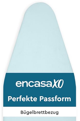 Encasa XO Ironing Board Covers, Medium, 4mm Thick Felt Padding, 112x34 cm | Ice Blue, 100% Cotton | Elasticated Edge for Snug Fit Ironing Board Cover | Scorch Resistant Up to 220°C | Smooth Surface