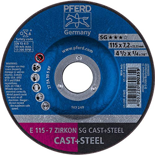10 x PFERD Schruppscheibe E 115-7 ZIRKON SG CAST+STEEL| Art.: 62211747