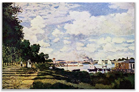 Monet Wall Art Collection Canvas Seine Basin Near Argenteuil Prints Wrapped Gallery Wall Art | Stretched and Framed Ready to Hang, 36X48