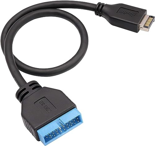 zdyCGTime Adaptador de cable de extensión USB 3.1 de panel frontal a USB 3.0 de 20 pines, compatible con ASUS/STRIX Z270I/Z270G, etc. (30 cm/negro)