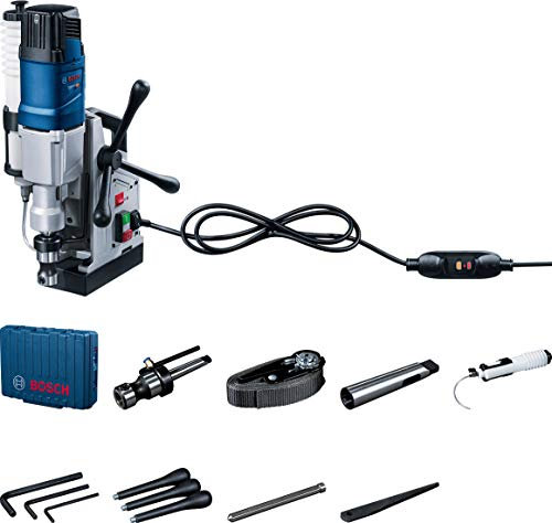 Bosch Professional Bohrmaschine GBM 50-2 (inkl. Aufsteckfräsendorn, Innensechskanntschlüssel, Reduzierhülse, Fixierstift, Sicherungsseil, Kühlmittelbehälter, Befestigungswinkel, Handwerkoffer)