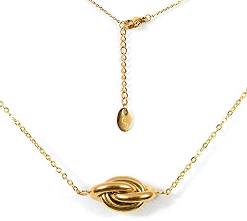 Collana Donna Simbolo Nodo di Condannato Oro giallo 18 carati 750 millesimi 750/1000-5 Micron - placcato su Acciaio Chirurgico (acciaio inossidabile) Lunghezza Regolabile 47 cm + 3 cm