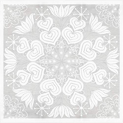 Ekelund Hjärtbo Mitteldecke (Öko-Tex) 80x80 cm hellgrau, weiß