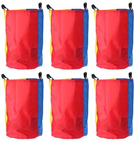6Pcs Outdoor Lawn Games Potato Sack Race Bags Egg And Spoon Race Game Party Lawn Games for Kids Yard Fabric Burlap Sack Race Bags Jumping Race Sacks