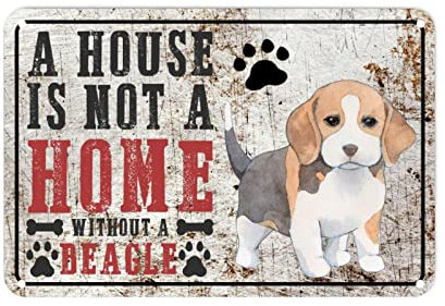 Beagle Dog Aluminum Metal Sign A House Is Not A Home Without A Dog Welcome Sign Dog Breeds Shabby Chic Rustic Wall Art Farmhouse Living Room Kitchen Front Porch Garage Decor Indoor/Outdoor Use
