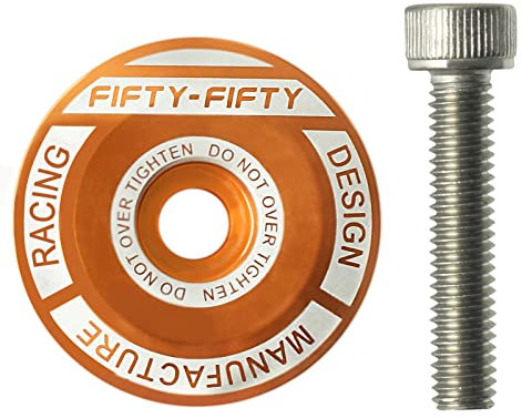 FIFTY-FIFTY Bike Headset Top Cap with Bolts, 1-1/8 Stem Top Cap with Bolt for MTB, Road Bike (Orange)