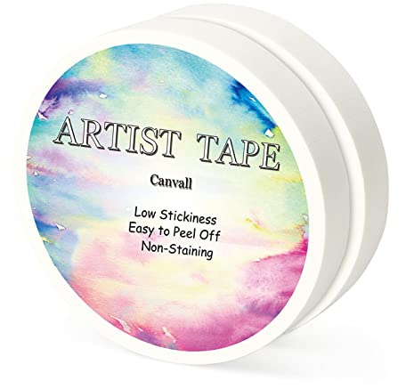 Canvall Masking Artists Tape 2 Pack, Acid-Free Self-Adhesive Tape for Drafting Art Watercolor Painting Canvas Framing Paint Mask，1cm Wide 100 m Long White