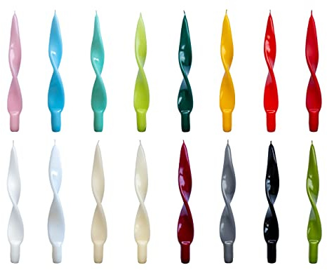 holiki gedrehte Kerzen No. 4 in Hellblau Lack - 4 Stück Twisted Candles - in 15 Farben I gedrehte Spiralkerzen Stabkerzen Spitzkerzen - 27 x 2,2 cm - Trendkerzen
