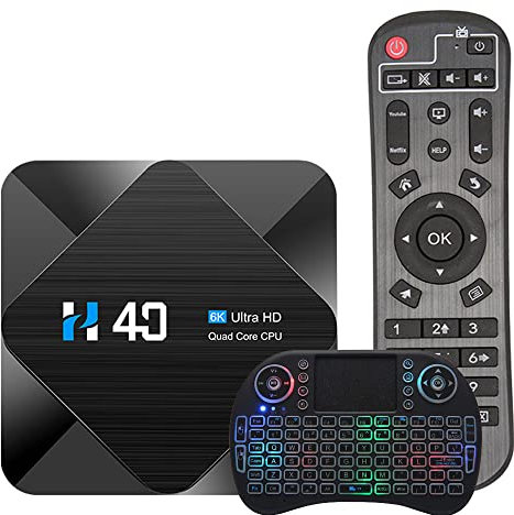 Android TV Box 10.0, H40 Smart Tv Box 4GB RAM 64GB ROM H616 Support 6K USB 3.0 2.4G 5G Wifi BT 4.0 Gigabit Ethernet Set Top Box,Wireless Mini-Keyboard,4GB+64GB