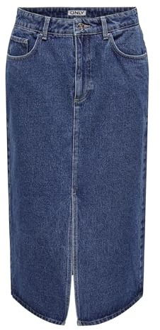 Only Onlbianca Midi Skirt DNM Rea Noos Falda Vaquera para Mujer, Medio De Mezclilla Azul, S