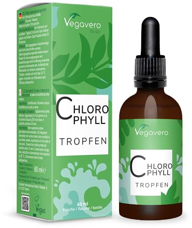 Chlorophyll Tropfen | 60 ml ohne Alkohol | Hochdosiert: 300 mg Chlorophyllin aus Alfalfa | Laborgeprüft, Keine Konservierungsstoffe & Aromen | Vegavero