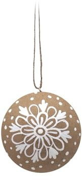 ZauberDeko Christbaumschmuck Kraft Papier Kugel Klein Natur Weiß Hängedeko Weihnachten 7cm Ø, Modell:Modell4