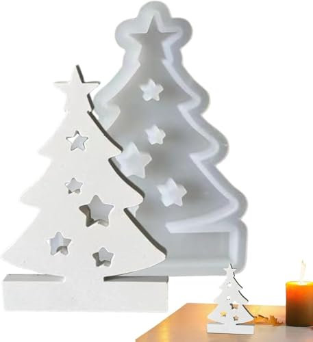 2 Stück Silikonformen Gießformen Kerzenhalter, Weihnachtsbaum Teelichthalter Kerzenformen, Weihnachten Silikonform Seifenform Epoxidharz Für Sojawachs Kerzen, Seife, Gips, Handwerk