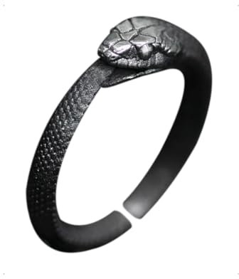 KONFEN Ring Verstellbar Silber Herren, Fidget Ring Schwarz Schlange Ringe Offen Verstellbare Men, Viking Zeigefinger Ringe Fußringe Zweifingerring Vintage Schmuck für Männer Herr Man Frauen Unisex