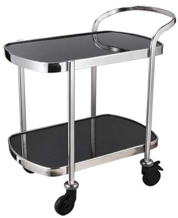 Barwagen für zu Hause Moderne Luxus-Barwagen, Servierwagen, Küchenwagen, Weinregalwagen auf Rädern, 2-stufiger Rollwagen, Spiegel-Edelstahl, for Küche, Esszimmer und Partys Mobiler Bar-Servierwagen (