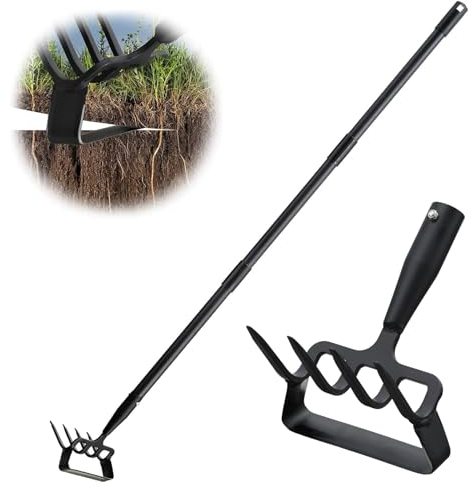 CNSTZX Gartenhacke 94-167cm Einstellbarer Hula Hacker und Gartenrechen 2 in 1 Edelstahl Handheld Hoes Garten Werkzeug Scuffle Hacke Aktion Hacke für Unkraut/Lockerung Boden