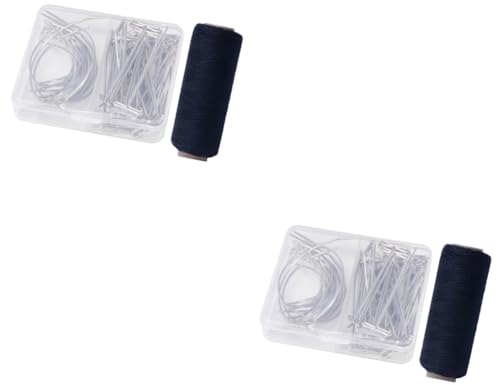 NUOBESTY 142piezas Agujas Para Fabricación De Pelucas Con Yardas De Hilo Agujas Curvadas De Para Modelado y Manualidades