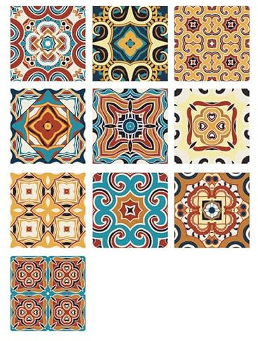 Fliesenaufkleber Orangenblüte Selbstklebende Klebefliesen, Wandfliesen Aufkleber,Wasserdicht Fliesensticker Fur Kuche Badezimmer Dekorative Stickerfliesen,Wohnzimmer Dekoration20X20Cm