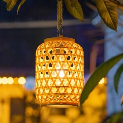 Tragbares Solar-Licht für den Außenbereich, Bambus-Solarlicht, Atmosphäre, Laterne, Solarbeleuchtung, Solarlampe, Garten, dekoratives Licht für Rasen, Hof, Garten, Landschaft, Terrasse
