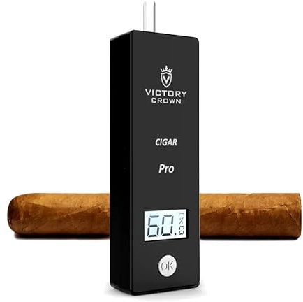 Digital Cigar Humidity Meter Portable Humidometer Electric Humidor Moisture Tester Guage Hygrometer Needle LCD Display Smoking Tobacco Accessories Father Husband Gifts (Black)