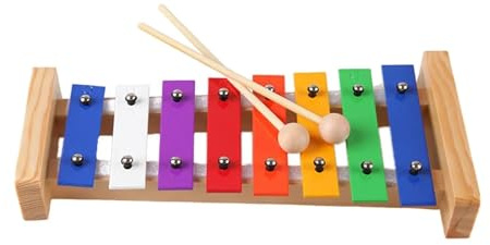 Glockenspiel Xylophon 8-Noten-Xylophon Aus Metall Xylophon Handklopfen 2 Klopfstäbe(Large)