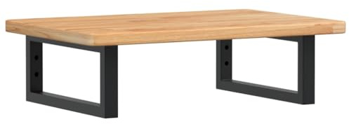 vidaXL Waschtischplatte mit Halterung, Holzplatte Waschtischkonsole Wandmontage, Waschbeckenplatte Wandkonsole Wandregal, Stahl Massivholz Eiche