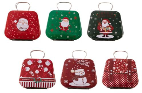 TOVINANNA 6stücke Weihnachtsplätzchendosen Eisen-bonbonbox Mit Griff Tragetasche in Form Einer Frohe Weihnachten Dekorativer Snackbehälter Für Erwachsene Und Junge Mädchen Feiertags-party-zu