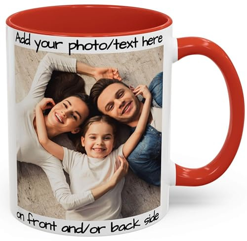 Tazza personalizzata con immagine o Scritta dei tuoi caricamenti, tazza personalizzata, tazza in ceramica adatta al microonde e alla lavastoviglie, 325 ml