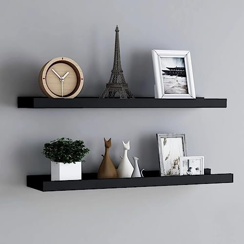homiuse Hängeregal Wand Regal Wandboard Wandregale Schwarz Eckregal Küchenregal Hängeschrank Küche Wandschränke 80x9x3cm