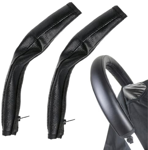 EIH1 2pcs Protection Guidon Poussette Housse de Poignée de Poussette Universelle Housse de Poignée en Cuir Synthétique Couverture Protection pour Poussette Accessoires pour Poussette Bébé Noir