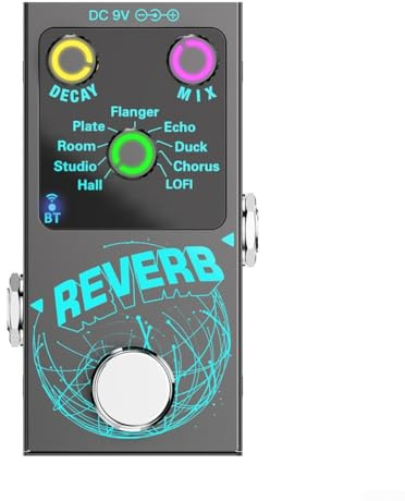 HpLive Gitarre Digital Reverb Effektpedal für Gitarre Eingebauter 9 digitaler Hall Basierend True Bypass mit 9 einzigartige digitale Reverb-Effekte