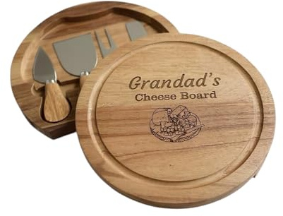 Rutherfords Gifts Personalised Acacia Wood Cheese Board - Engraved Christmas Birthday Kitchen Gift