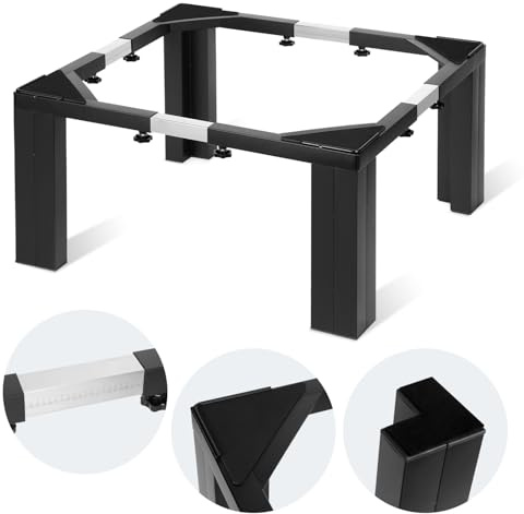 Fiqops waschmaschinen untergestell, Verstellbare Rostfreier Waschmaschine Untergestell 50-80cm,waschmaschine untergestell mit Einstellen der Skala,Untergestell für waschmaschine,Schwarz