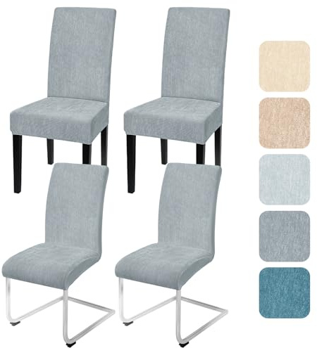 Alishomtll Stretch Stuhlhussen 4er Set Chenille Stuhlbezug für Schwingstühle Universal Esszimmerstühle Bezug Waschbar Abnehmbar Stühle Schutz für Küche Bankett Hochzeit Hotel Restaurant (Grau, 4pcs)