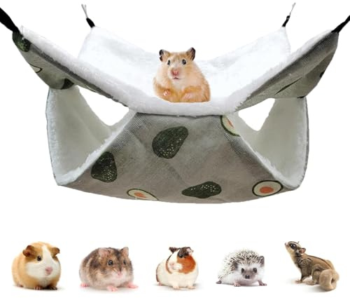 PacuM Meerschweinchen Hängematte Handgenäht 34CM x 34CM Hängematte Heerschweinchen Frei Verstellbar für Ausruhen Zubehör Rutschfestes Design für Kaninchen Meerschweinchen (Grün)