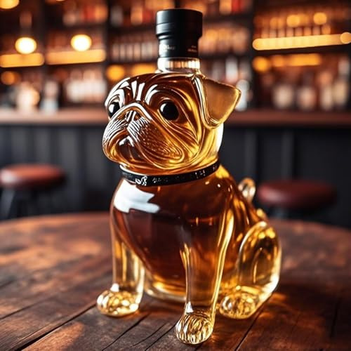 280ml Carafe A Decanter Vin - Decanter Whisky Figurine, Figurine Carafe À Whisky En Forme De Carlin, Sculptures Originales De Bouteilles De Vin En Verre Faites À La Main(D)