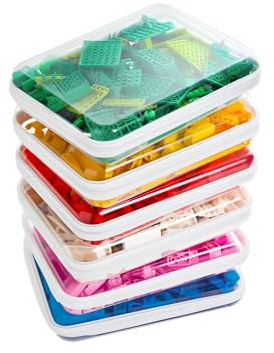 CoiiJoii Zippered Pouch Hard, Clear Zippered Hard Pouch, Stackable Storage Bins, Portable Clear Bin Zipper (White, Large-6pcs)
