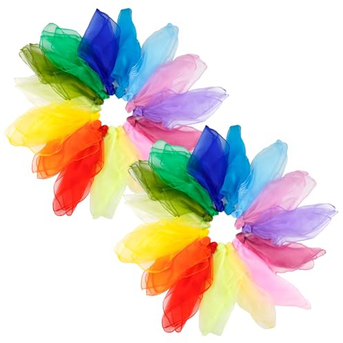 PEASUG 30 Pcs Juggling Scarves for Kids Play, 24 Inch Play Scarve for Toddlers Dance Music Scarfs, Magic Tricks, Preschool Classroom Supplies