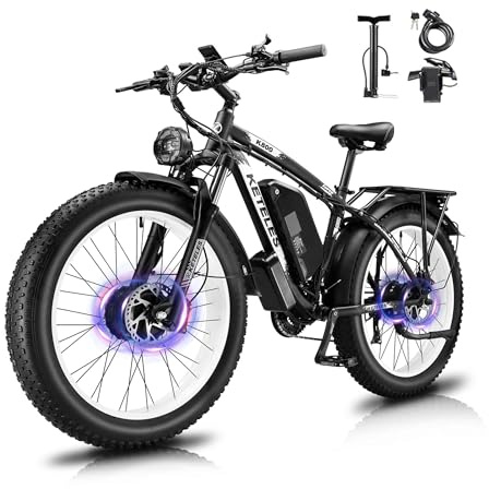 QIKAITU E Bike, 48V 23Ah Akku Elektrofahrrad Ebike mit Telefonhalter, E Fatbike mit 26x4.0 Fat Tire, 250W E-Bike 120KM Range 21-Gang-Getriebe Hydraulische Scheibenbremsen (Grün)