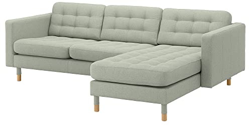 ProTuning LANDSKRONA 3-Sitzer Sofa mit Chaiselongue/Gunnared hellgrün/holz