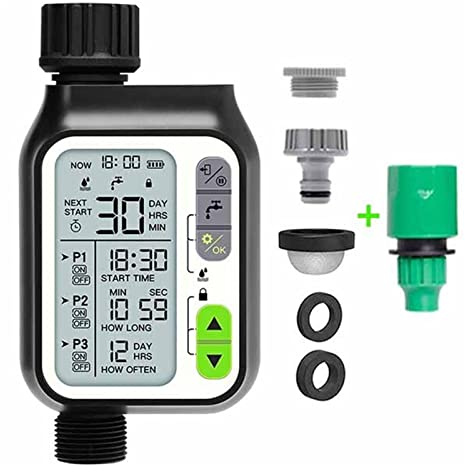 Sistema de temporizador automático de rociadores Temporizador de agua de jardín con sensor de lluvia 3 Programas de sincronización separados Controlador de riego impermeable(1 Timer And 1 Head)